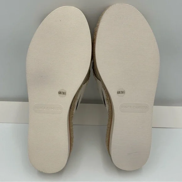 Vince Camuto Leather Sandal Size 6M Slip On Crossband Resort Summer Beach Ivory - Picture 6 of 11